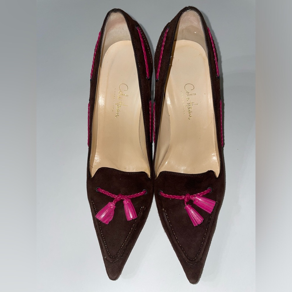 Cole Haan Suede Tassel Slip-on Pump Heels Size 7